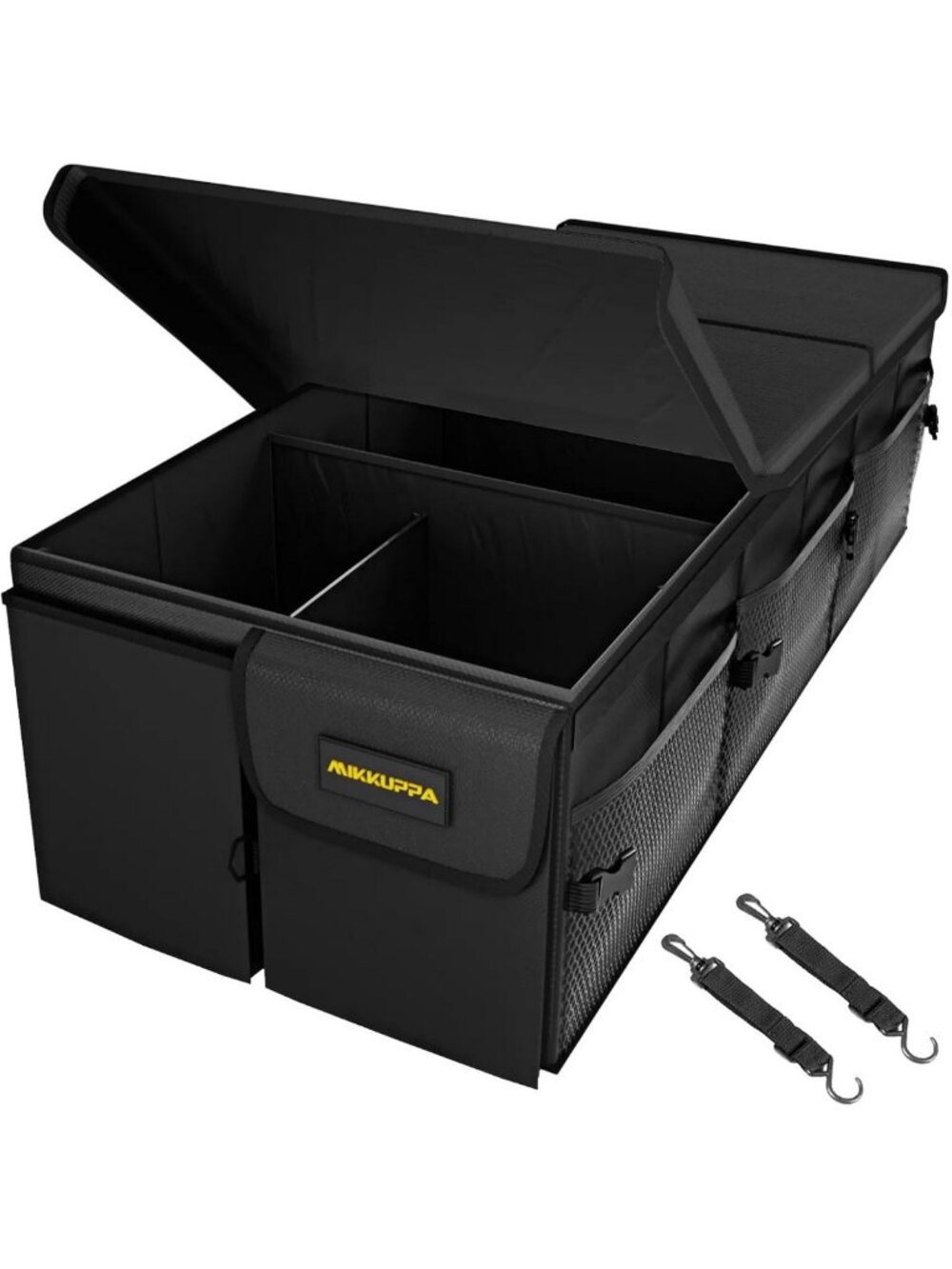95L Collapsible Car Trunk Organizer with Lid - Durable Black Storage Solution